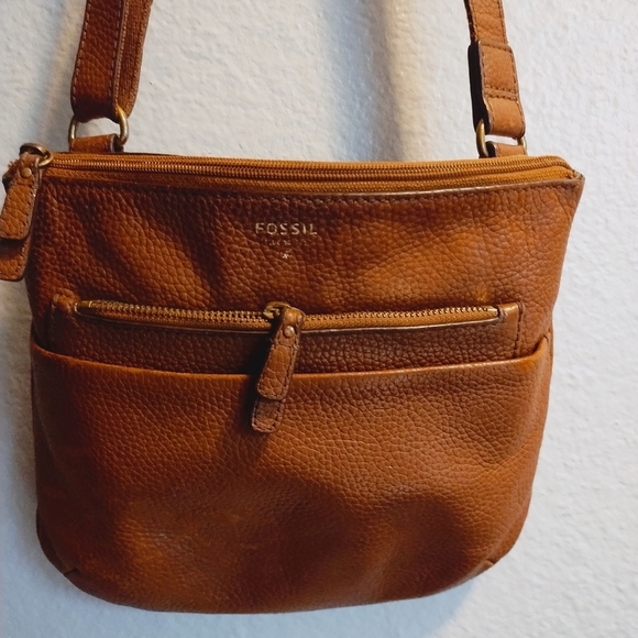 Fossil Handbags - Fossil Brown Leather Crossbody Pebble Bag
